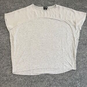 Lord & Taylor Boxy Top Knit Sheer Panel Cap Sleeve Women's Medium